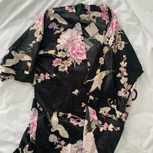 KIM+ONO Women's Satin Kimono Robe Long - Floral